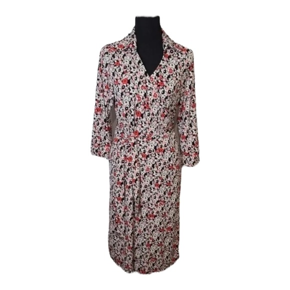 LIZ Lange Maternity Pink, White & Black Wrap Dress Size L - Picture 2 of 2